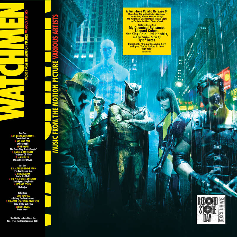 Tyler Bates and Various Artists - Music from the Motion Picture Watchmen | 3LP Color Amarillo "Smiley Face" y Azul "Dr. Manhattan" | RSD Black Friday 2022